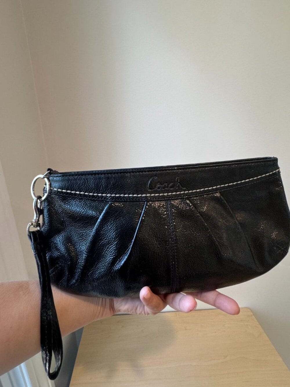 Coach Black Patent Leather Clutch – Sleek Glossy Pouch 🔥 - Picture 2 of 14